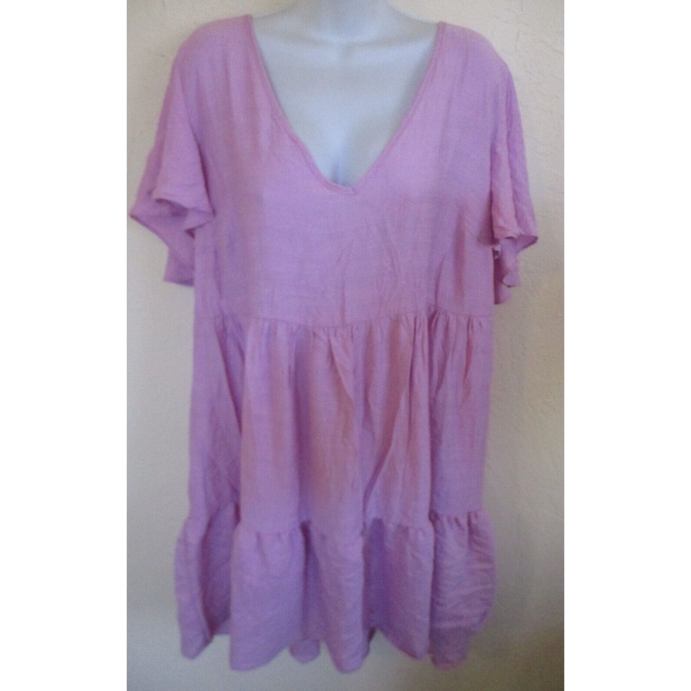 Shein Curve Light Lavender Pull Over Tiered Swing Dress Size 2XL